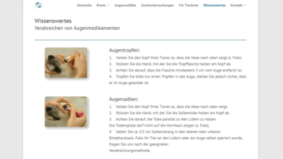 Referenz über die Zusammenarbeit mit unserem Kunden Tierärztliche Praxis für Augenheilkunde Referenz über die Zusammenarbeit mit unserem Kunden Tierärztliche Praxis für Augenheilkunde