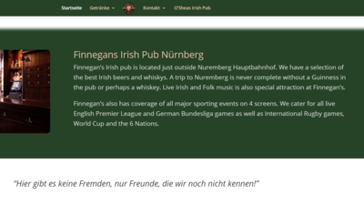 Referenz über die Zusammenarbeit mit unserem Kunden Finnegans Irish Pub in Nürnberg Referenz über die Zusammenarbeit mit unserem Kunden Finnegans Irish Pub in Nürnberg
