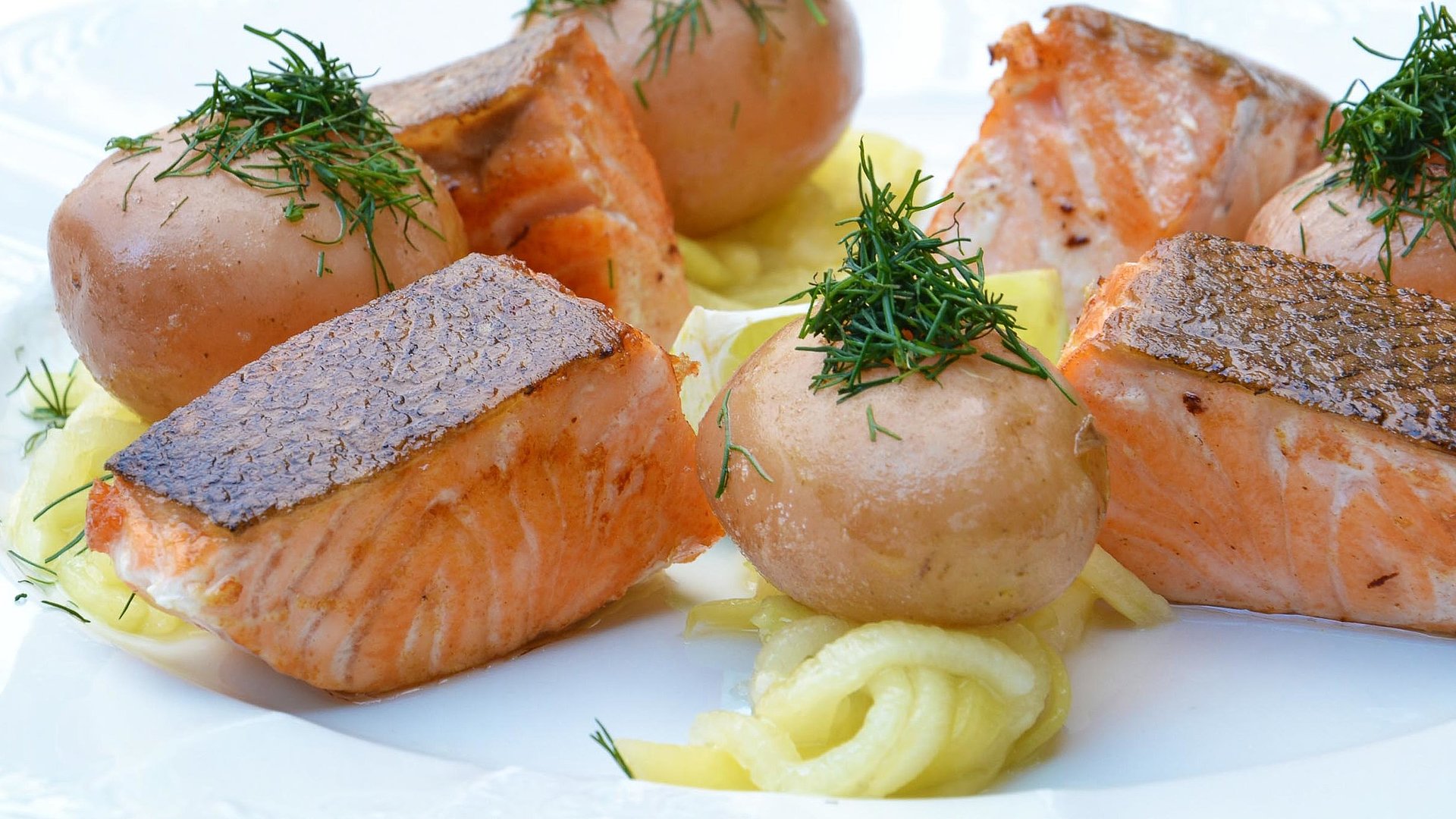 Gastronomie in Ingolstadt - Teller gefüllt mit frischem Lamm, Kräuterbutter, gebratenen Kartoffeln und Salat
