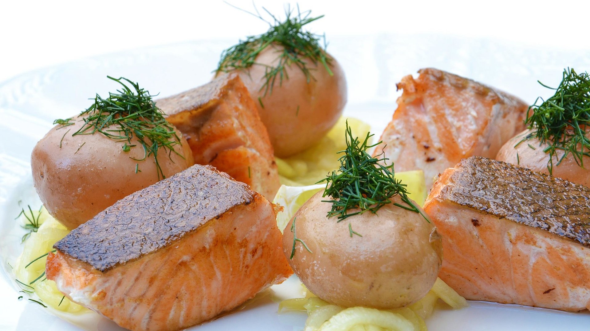 Gourmet-Restaurants in der Fränkischen Schweiz - Teller gefüllt mit frischem gebratenen Lachsfleisch