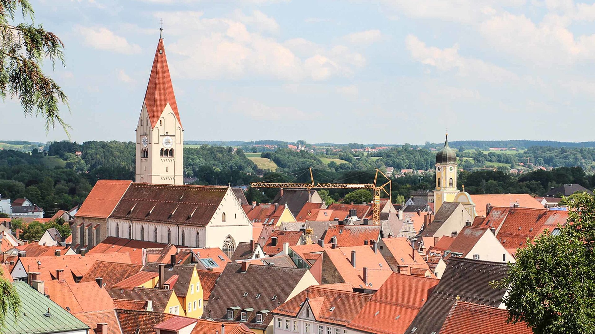 Blick über Altstadt in Kaufbeuren im Ostallgäu