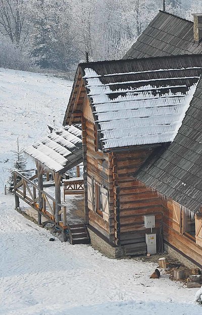Hütten und Almen im Oberallgäu - großes Chalet im waldigen Schneegebiet