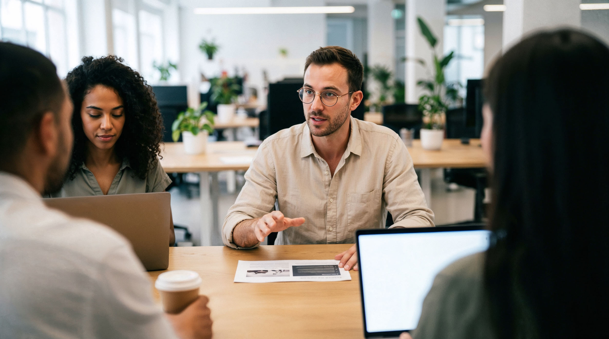 Digitalisierung im bayerischen Mittelstand - Besprechung von Kollegen im Büro